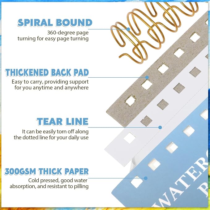35 Sheets Watercolor Paper Pad 5.5x8.5 Inch, 140 lb/300 GSM Cold Press Water - Image 3