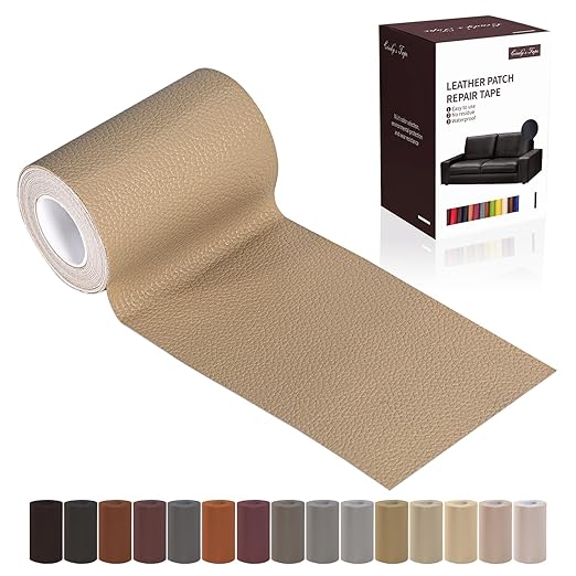 Leather Repair Patch Tape, Dark Beige 3 x 61 Inches Self Adhesive Leather by Cindy%27s+Tape