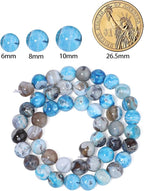 45pcs Round Loose Blue&Coffee Fire Agate Beads - Image 2