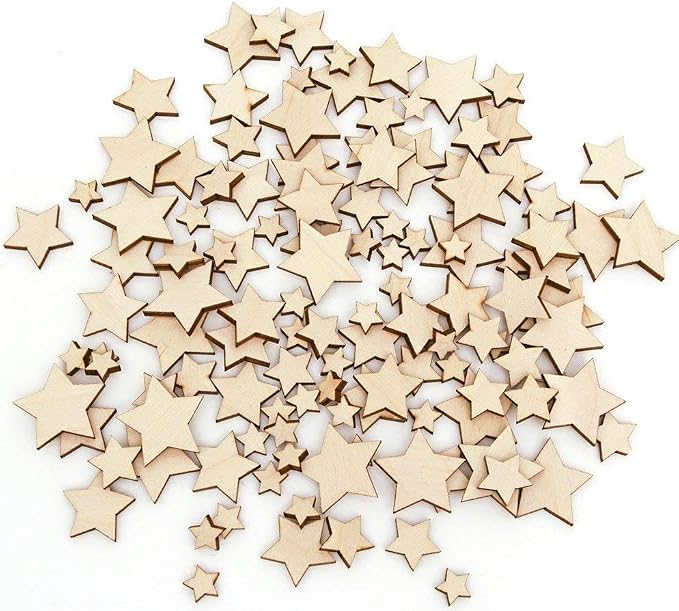 DERAYEE 100 Pcs Unfinished Wooden Stars Ornaments by WelcometotheDERAYEE