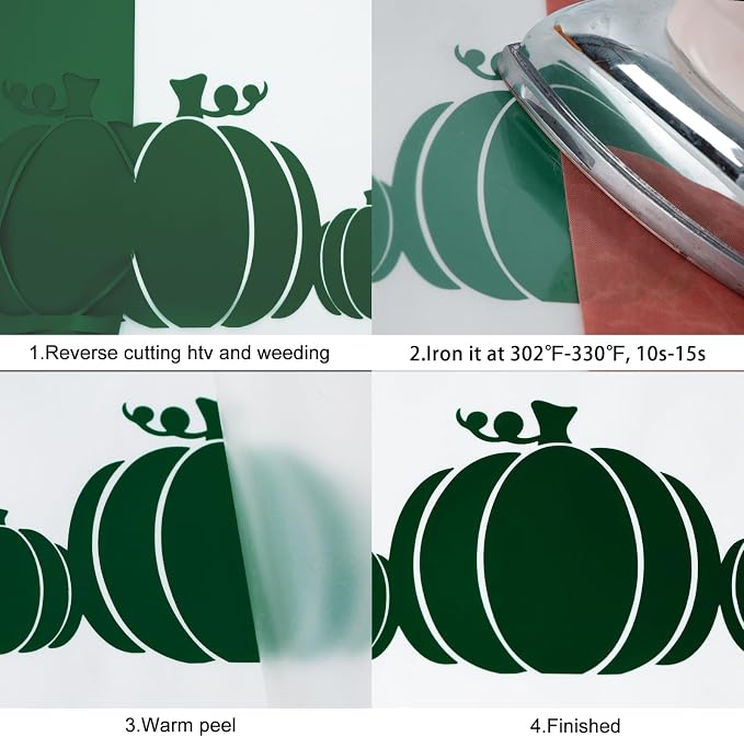 FUNKAKA Dark Green HTV Heat Transfer Vinyl Sheets, 10 Sheets Sticky HTV Vinyl - Image 6