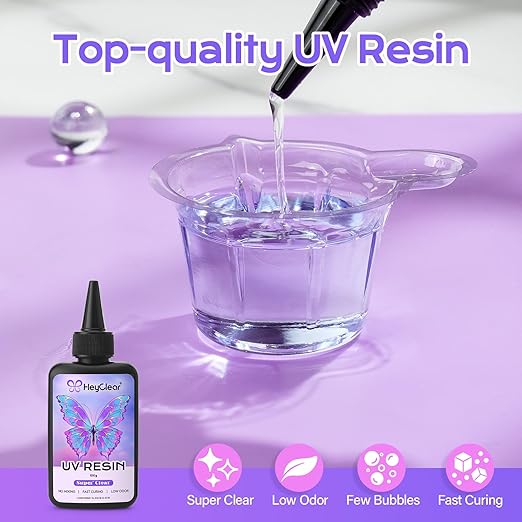 HeyClear 500g UV Resin Kit Crystal Clear, Hard UV Resin Fast Curing - Image 5