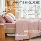 MUXHOMO 7 Pieces California King Comforter Set, Seersucker Bed in a Bag Cal - Image 4