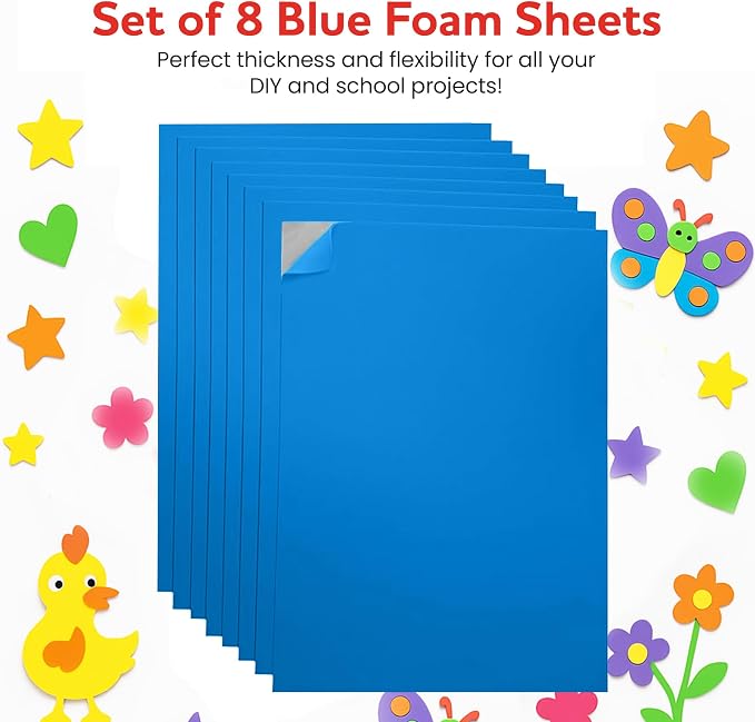 Self-Adhesive EVA Foam Sheets for Crafts – 2mm Thickness 8 Blue Sheets - Image 3