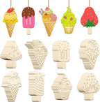 80PCS Wooden Ice Cream Cutouts Ornaments to Paint, Summer Decorations 8 Styles by Sophena
