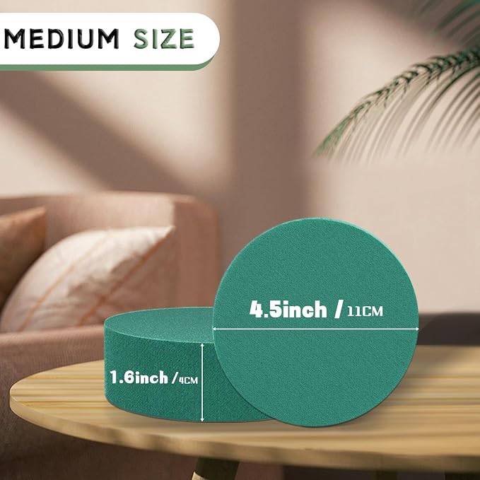 Round Floral Foam 4.5'' SUPKING Flower Foams 4Pcs Florist Foam Block Wet Dry - Image 2