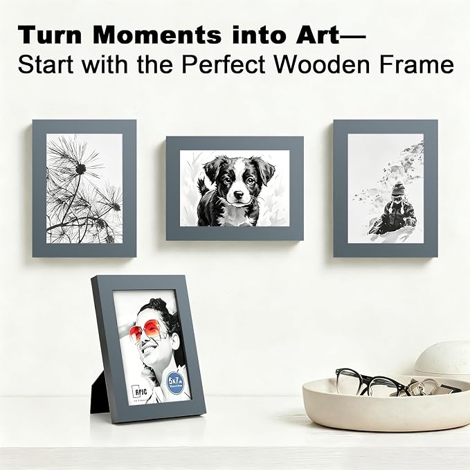 RPJC 5x7 Picture Frames Made of Solid Wood High Definition Glass - Image 2