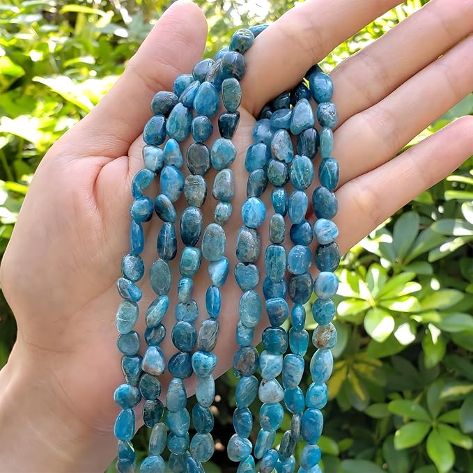 HAAMIIQII Natural Blue Apatite Pebble Stone 5-8mm Small Irregular Freeform - Image 4