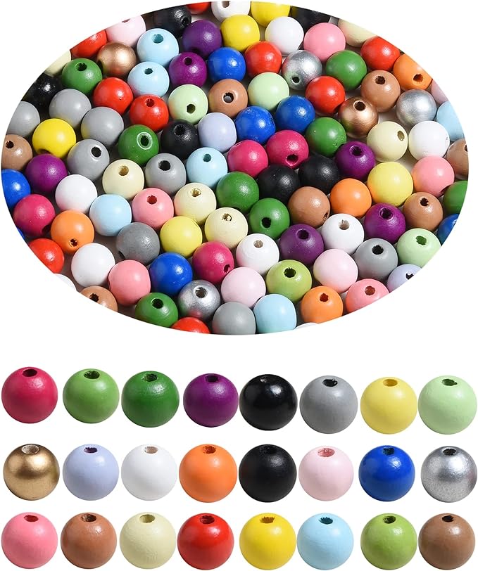 230PCS 16mm Colorful Round Wooden Beads by QDXATIVP