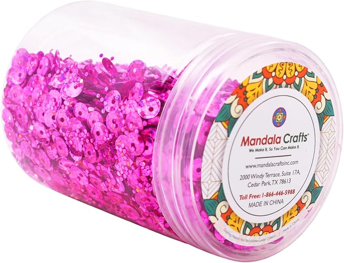 Mandala Crafts 6mm Cup Holographic Hot Pink Sequins - Image 4