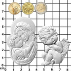 Art Molds for Polyclay Air Dry Clay Plaster, Carved Holy Family Mother and - Image 4