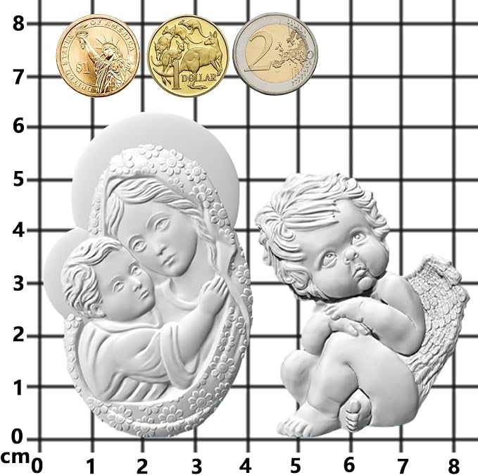 Art Molds for Polyclay Air Dry Clay Plaster, Carved Holy Family Mother and - Image 4