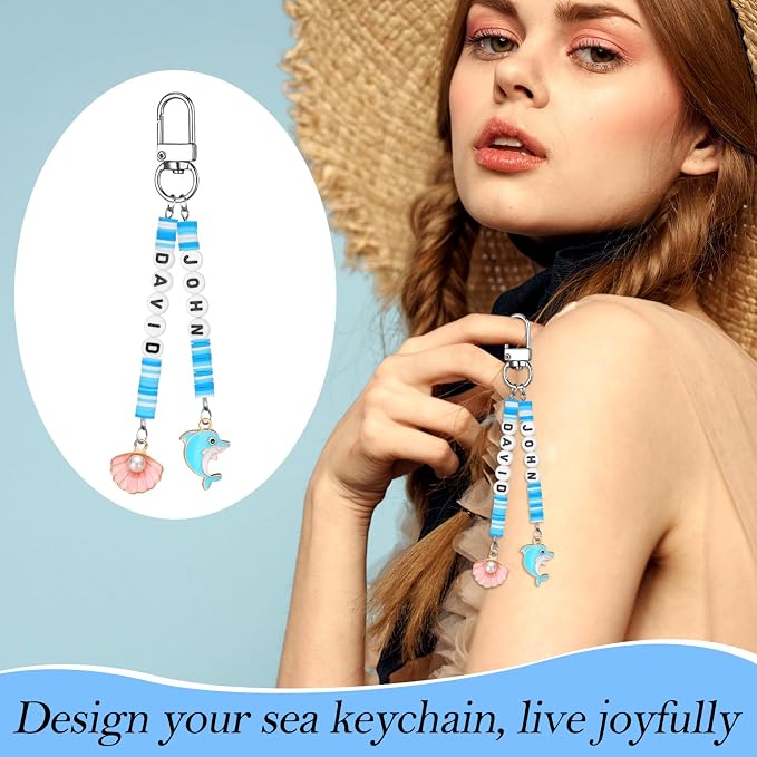 Tondiamo 2823 Pcs Ocean Keychain Making Kit Seashell Bag Charm Beach DIY Craft - Image 7