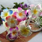 Pursuestar 100Pcs Mixed Colors Foam Hawaiian Frangipani Artificial Plumeria - Image 4