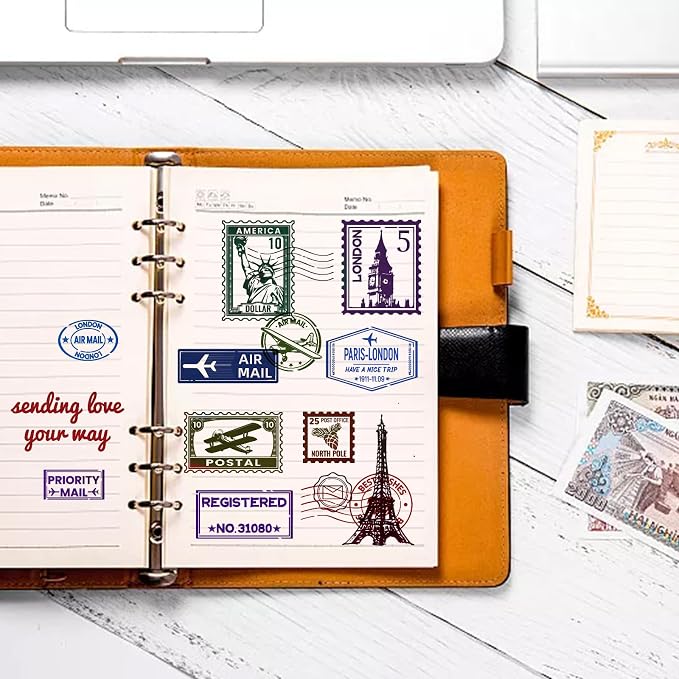 GLOBLELAND Postmark Postcard Clear Stamps Vintage Air Tickets Silicone Stamp - Image 3