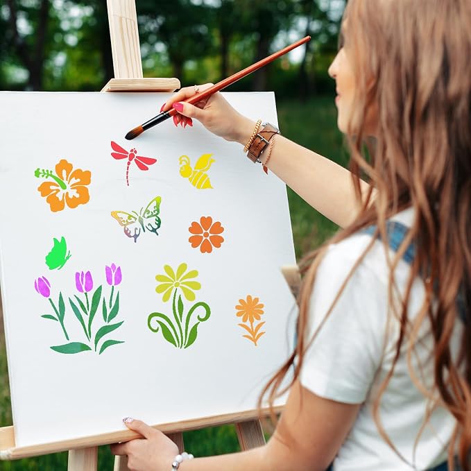 80 Pcs 3 x 3 Inch Stencils for Painting on Wood, Reusable Flower Butterfly Bird - Image 6