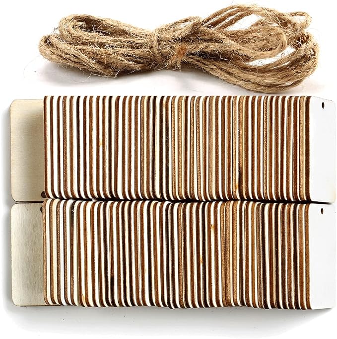 115 Pcs Unfinished Wood Pieces Rectangle-Shaped, HOOMBOOM 2 x 1.3 inch Light - Image 6