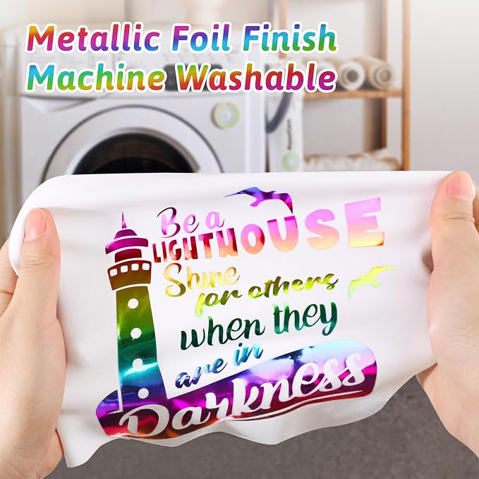 Gatichetta Metallic Foil HTV Roll Holographic Rainbow Heat Transfer Vinyl - Image 4