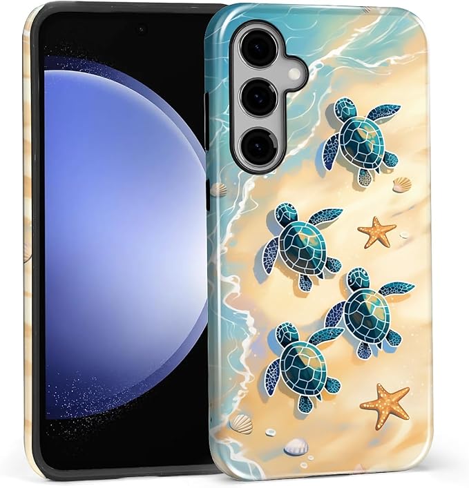 for Samsung Galaxy S25 FE Case, Sea Turtle Beach Pattern Glossy 2 in 1 - Image 3