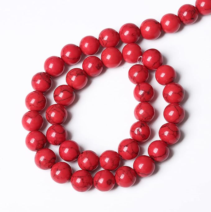 60pcs 6mm Natural Stone Beads Red Turquoise Gemstone Round Loose Beads - Image 5