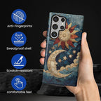 Case for Samsung Galaxy S23 Ultra Case, Sun Moon Stars Faux Stained Glass - Image 3