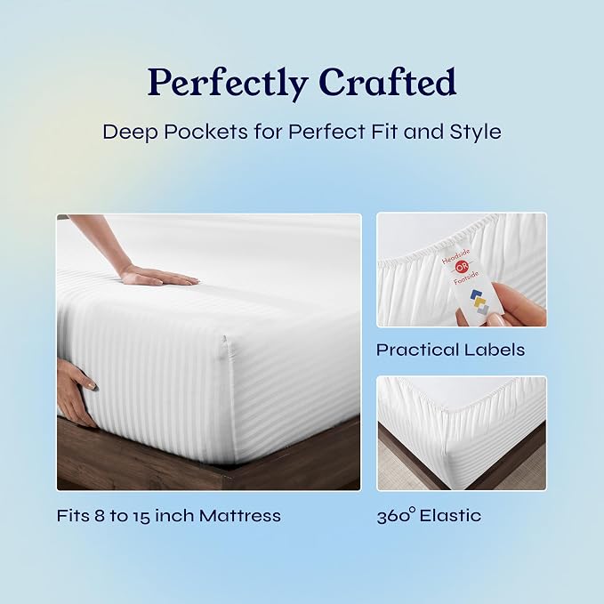 California Design Den Soft 100% Cotton Twin Sheet Set, 400 Thread Count Good - Image 6