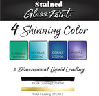 DecoArt Stained Glass Acrylic Paint Set – Cool Colors, Windows & Creative DIY - Image 2