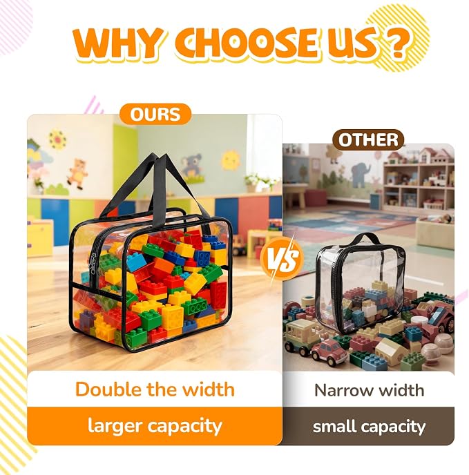 8 Packs Black Widen X-Large Toy Storage Bags 12.6×9.25×6.9In - Image 4