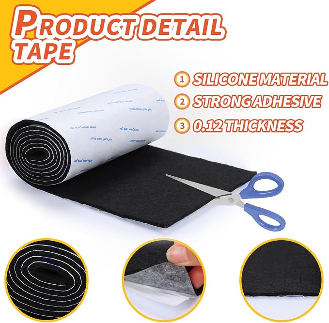 Felt Furniture Pads, Non Slip Self Adhesive Cuttable Felt Tape Black Heavy Duty - Image 4