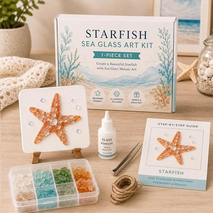 DIY Sea Glass Mosaic Art Kit-Ocean Themed Craft Kit - Image 4