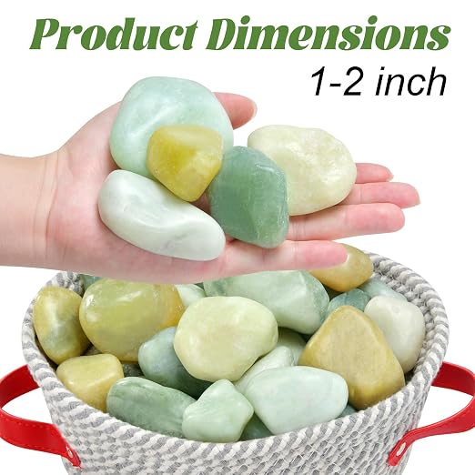 5 lb Jade Pebbles for Indoor Plants, 1-2 Inch Polished Decorative Pebbles for - Image 2