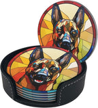 Drink Coaster Set of 6, Belgian Malinois Dog Mom Lover Gift, Leather Drink - Image 2