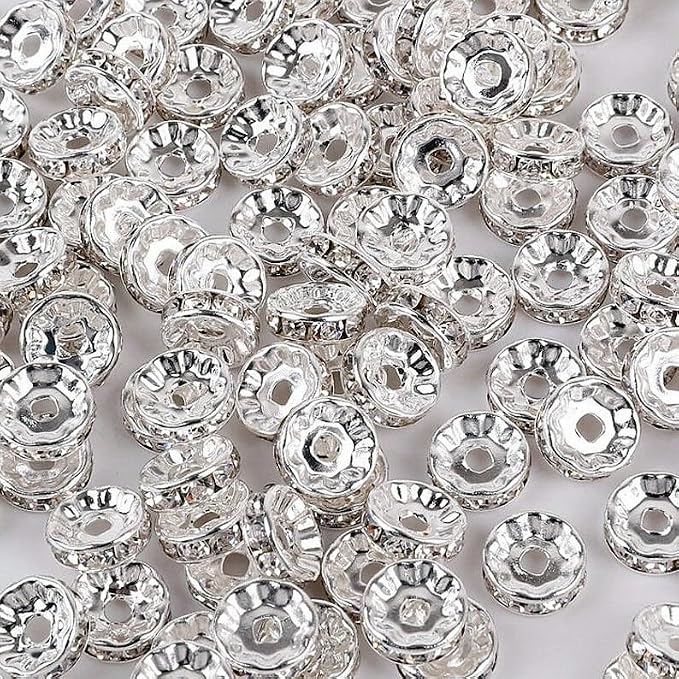 Zenkeeper 108Pcs 8mm Silver-Plated Czech Crystal Rhinestone Rondelle Spacer by Zenkeeper