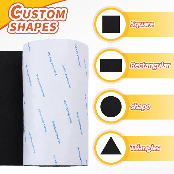 Felt Furniture Pads, Non Slip Self Adhesive Cuttable Felt Tape Black Heavy Duty - Image 3
