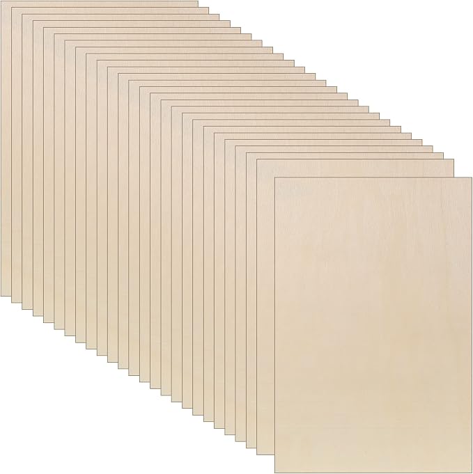 Vicenpal 24 Pcs Basswood Sheets 3 mm Plywood Sheets Unfinished Wood by Vicenpal