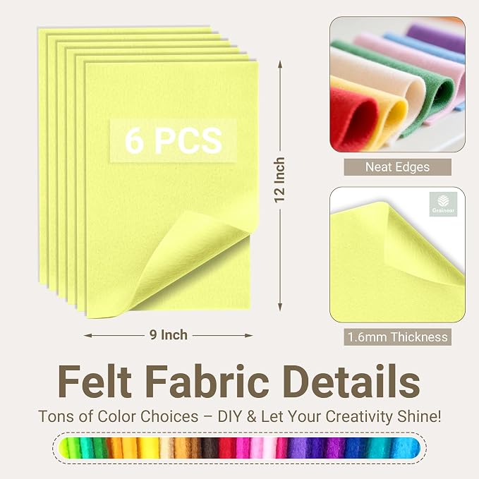 Pale Lime Yellow Soft Felt Sheets - Image 2