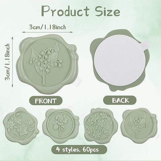 60Pcs Wax Seal Stickers, Wedding Invitation Envelope Seal Stickers Adhesive - Image 2