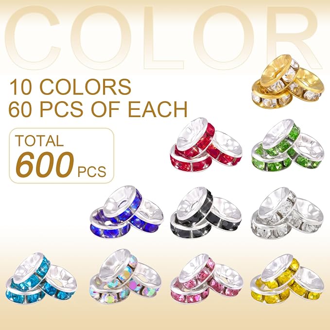 TINKRSTUFF 600 pcs 8mm Spacer Beads - Image 2