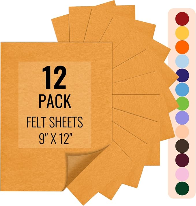 IONTACH 9" X 12" Felt Fabric Sheets 1.6mm Thick | Soft Felt by IONTACH