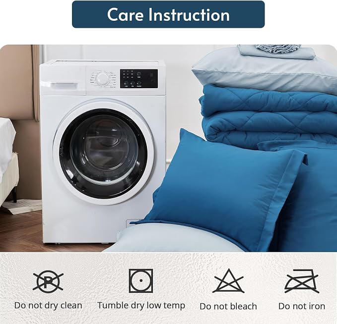 MUXHOMO 7 Pieces California King Comforter Set, Reversible Bed in a Bag Cal - Image 9
