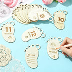 14 pcs Footprint Theme Unfinished Wooden Cutout Charms Baby Newborn Wood Cutouts - Image 5