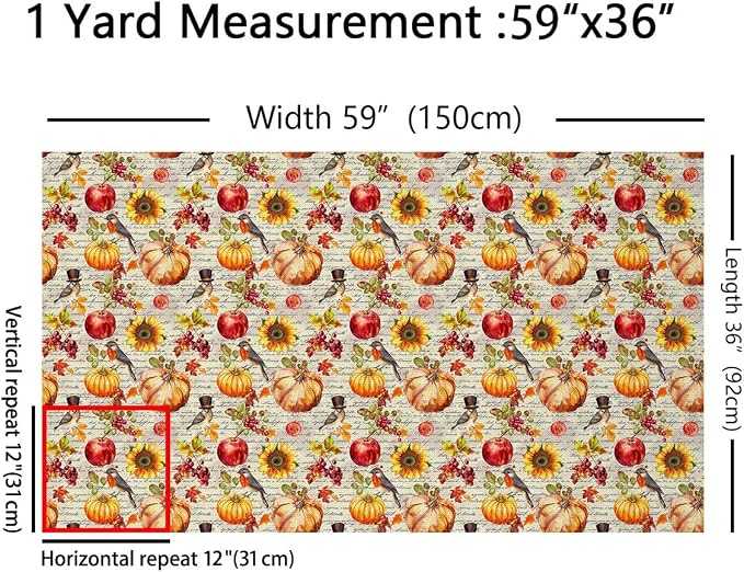 Autumn Pumpink Fabric by The Yard, Watercolor Birds Rustic Style Flannel - Image 2