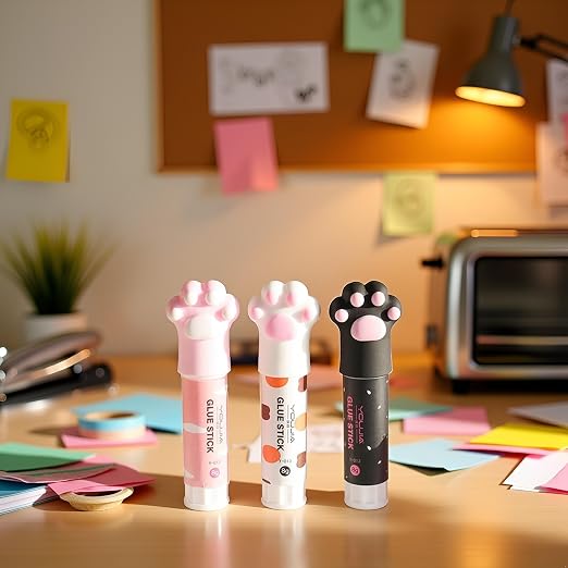 3Pcs Random Color Cat Claw Cute Glue Stick Kawaii Stationery Binding Tool - Image 7