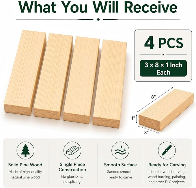 Unfinished Wood Blocks for Carving, Painting and DIY Crafts - Image 8