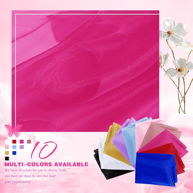VACVELT Hot Pink Sheer Organza Fabric by The Yard 60" Wide | Semi-Transparent - Image 3