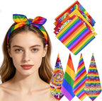 4 Pieces Rainbow Bandana LGBTQ Gay Pride Headband Hippie Bandana Square Tie Dye by Unknown