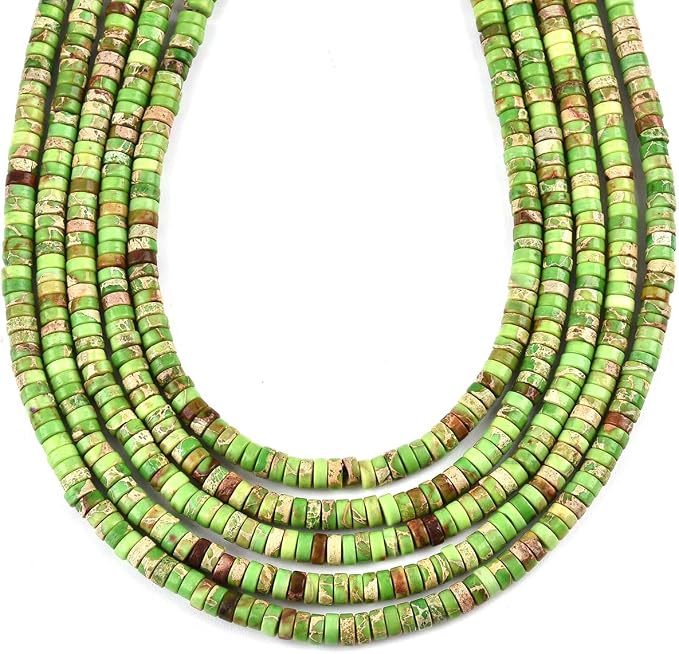 190pcs 4x2mm Green Natural Sea Sediment Imperial Jasper Heishi Disc Rondelle - Image 2