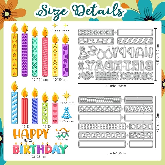 Cute Birthday Candles Metal Cutting Dies DIY Paper Craft Die Cuts Carbon Steel - Image 2