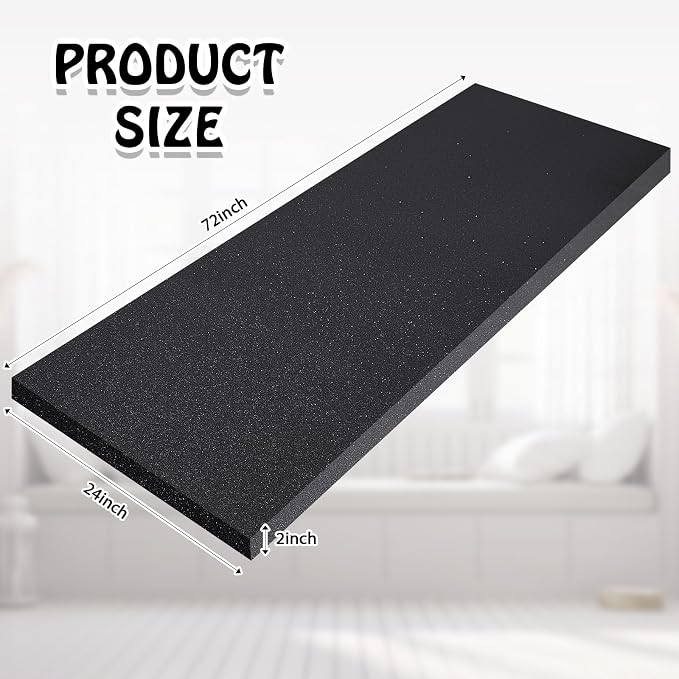 Amylove 1 Pack Polyurethane Foam 2" x 24" x 72" High Density Cushion Upholstery - Image 2