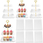 10 Pack Dessert Table Display Set, 4 Three-Tier Square Cupcake Stands and 6 by DIDROOM